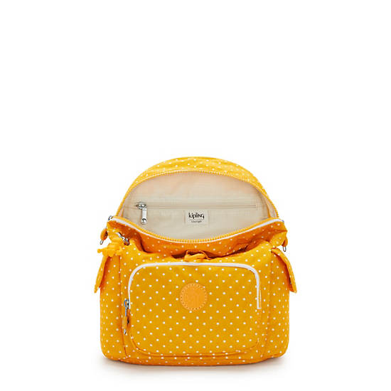 Kipling City Pack Mini Printed Ryggsekk Gul | NO 1720ZU